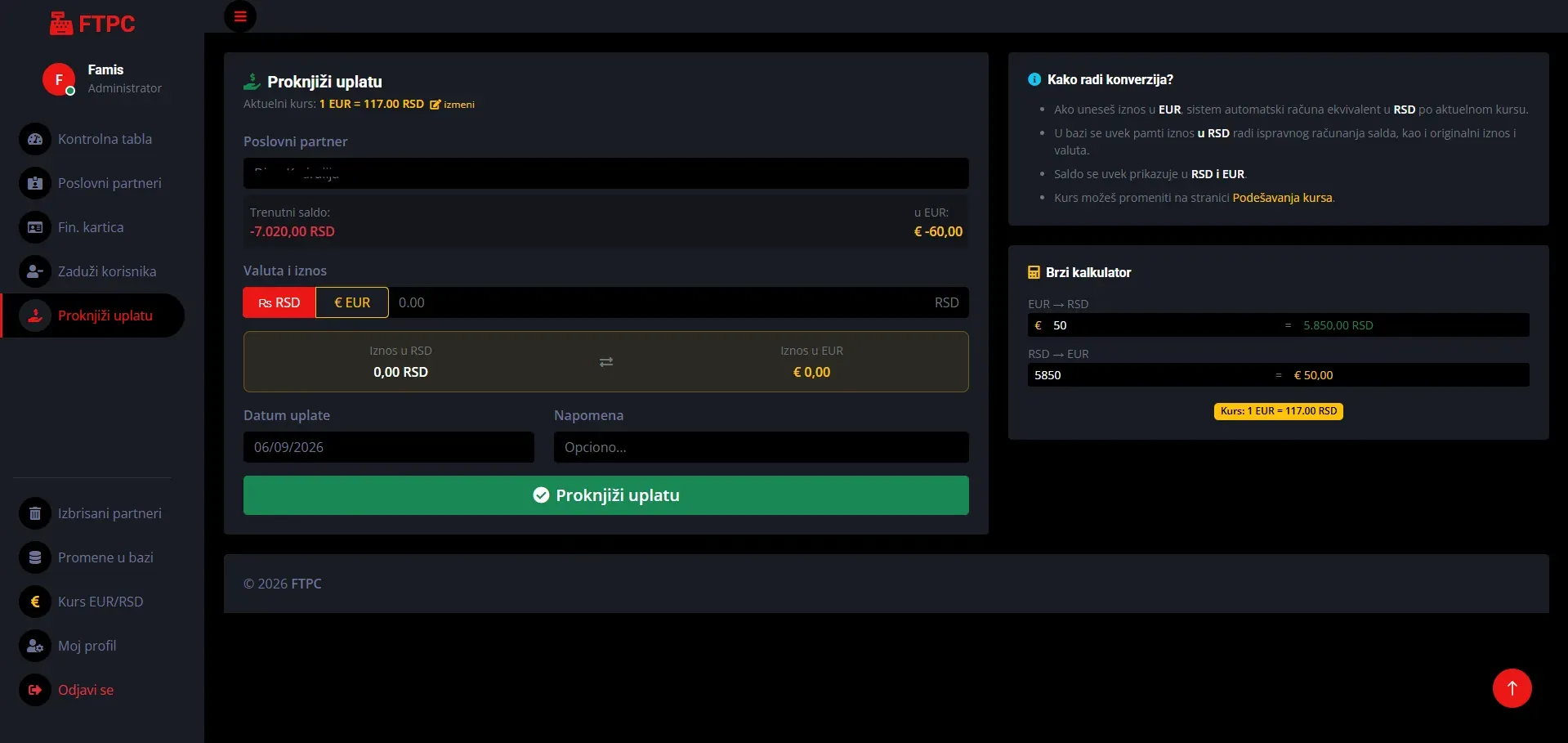 Posting a partner payment